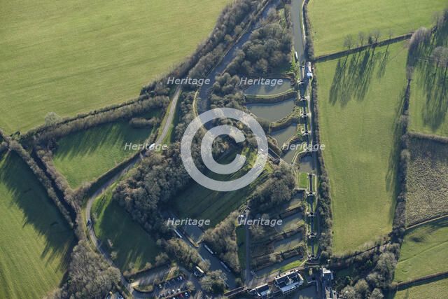 Foxton Locks inclined plane and lock flight on the Grand Union Canal, Leicestershire, 2022. Creator: Damian Grady.