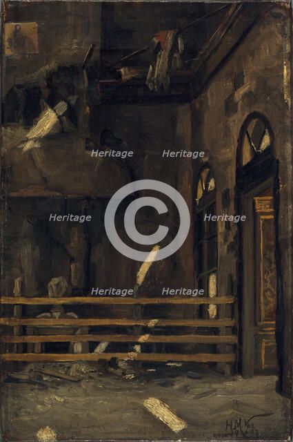 Foyer of the Opera-Comique, after the fire of May 15, 1887. Creator: Henri-Martin Vos.