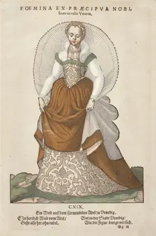 Foemina ex Praecipua Nobi from Trachtenbuch von Nurnberg (Costume Book of Nuremberg), no CXIX, 1577 Creator: Jost Ammon