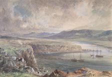 Foilhummerum Bay, Valentia, Looking from Cromwell Fort: The Caroline and Boats..., 1865-66. Creator: Robert Charles Dudley
