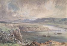 Foilhummerum Bay, Valentia, Looking from Cromwell Fort: The Caroline and Boats..., 1865-66. Creator: Robert Charles Dudley