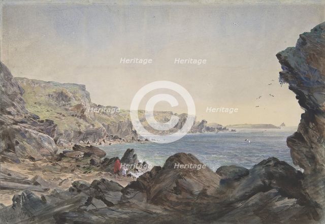 Foilhummerum Bay, Valentia, Looking Seawards from the Point at Which the Cable..., 1865-66. Creator: Robert Charles Dudley.