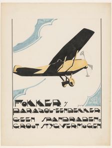 Fokker's parasol monoplane. No tension wires: great styg [?] capacity, 1919-1945. Creator: Reijer Stolk