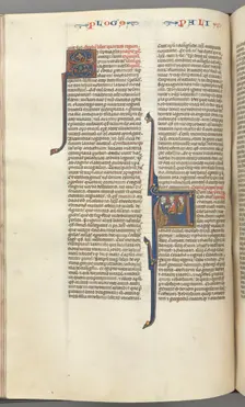 Fol. 148v, Chronicles I, historiated initial A, three descendants of Adam, c. 1275-1300. Creator: Unknown