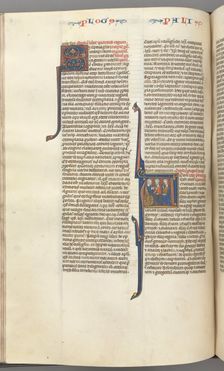 Fol. 148v, Chronicles I, historiated initial A, three descendants of Adam, c. 1275-1300. Creator: Unknown