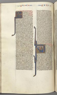 Fol. 148v, Chronicles I, historiated initial A, three descendants of Adam, c. 1275-1300. Creator: Unknown