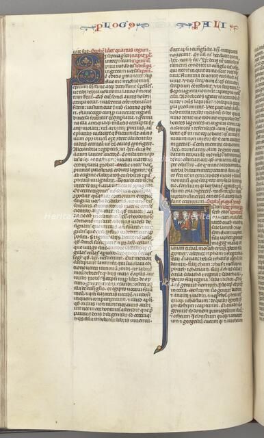 Fol. 148v, Chronicles I, historiated initial A, three descendants of Adam, c. 1275-1300. Creator: Unknown.
