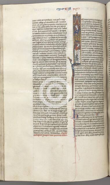 Fol. 174v, Ezra, historiated initial I, Cyrus directing the building of the Temple, c. 1275-1300. Creator: Unknown.