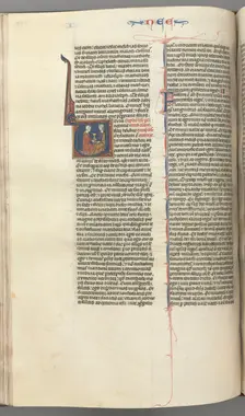 Fol. 178v, Nehemiah, historiated initial V, Nehemiah presenting the golden cup to Artaxerxes, c. 127 Creator: Unknown