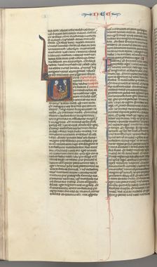 Fol. 178v, Nehemiah, historiated initial V, Nehemiah presenting the golden cup to Artaxerxes, c. 127 Creator: Unknown