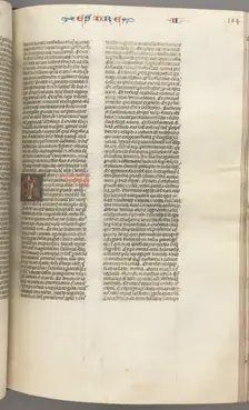 Fol. 184r, Ezra II, historiated initial E, a priest censing an altar, c. 1275-1300. Creator: Unknown