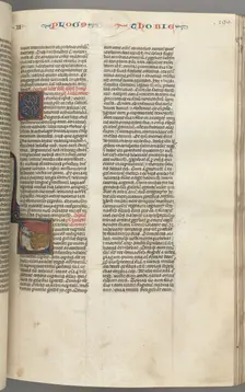 Fol. 190r,Tobit, historiated initial T, Tobit sleeping on a bed, c. 1275-1300. Creator: Unknown