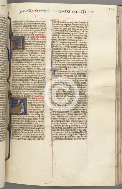 Fol. 194r, Judith, historiated initial A, Judith beheading Holofernes, c. 1275-1300. Creator: Unknown.