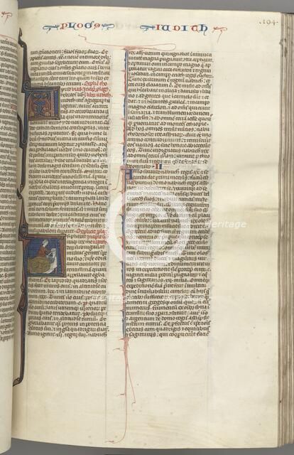 Fol. 194r, Judith, historiated initial A, Judith beheading Holofernes, c. 1275-1300. Creator: Unknown.