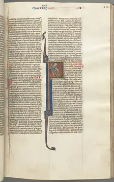 Fol. 112r, Kings II, historiated initial F, the beheading of the Amalekite, c. 1275-1300. Creator: Unknown