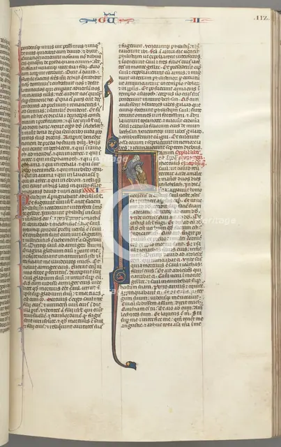 Fol. 112r, Kings II, historiated initial F, the beheading of the Amalekite, c. 1275-1300. Creator: Unknown.