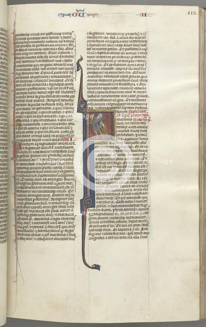Fol. 112r, Kings II, historiated initial F, the beheading of the Amalekite, c. 1275-1300. Creator: Unknown.