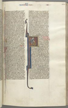 Fol. 112r, Kings II, historiated initial F, the beheading of the Amalekite, c. 1275-1300. Creator: Unknown
