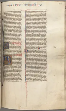 Fol. 251 r, Wisdom, historiated initial D, Solomon instructing a soldier, c. 1275-1300. Creator: Unknown