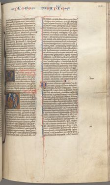 Fol. 251 r, Wisdom, historiated initial D, Solomon instructing a soldier, c. 1275-1300. Creator: Unknown