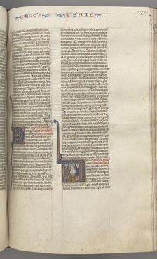 Fol. 273r, Isaiah, historiated initial V, the martyrdom of Isaiah, c. 1275-1300. Creator: Unknown