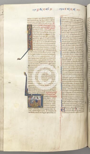 Fol. 292v, Jeremiah, historiated initial V, the stoning of Jeremiah, c. 1275-1300. Creator: Unknown.