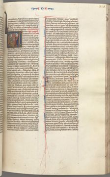 Fol. 205r, Job, historiated initial V, Job on the dungheap given a gold earring…, c. 1275-1300. Creator: Unknown