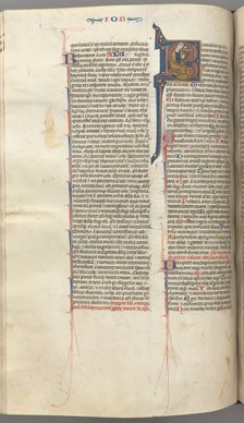 Fol. 214v, Psalm 1, historiated initial 8, David harping, c. 1275-1300. Creator: Unknown