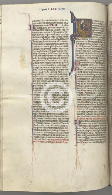 Fol. 214v, Psalm 1, historiated initial 8, David harping, c. 1275-1300. Creator: Unknown.