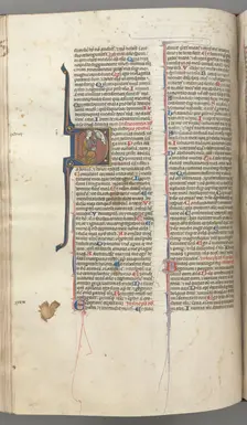 Fol. 220v, Psalm 38, historiated initial D, David kneeling, gesturing to the bust of God above, c. 1 Creator: Unknown