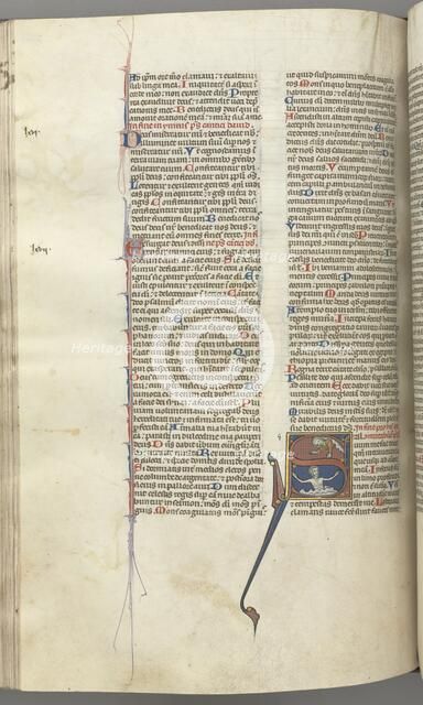 Fol. 224v, Psalm 68, historiated initial S, David in the water appealing to God above, c. 1275-1300. Creator: Unknown.