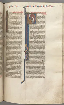 Fol. 238r, Proverbs, historiated initial P, Solomon instructing Rehoboam, c. 1275-1300. Creator: Unknown
