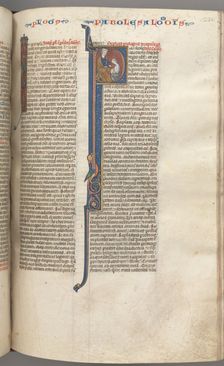 Fol. 238r, Proverbs, historiated initial P, Solomon instructing Rehoboam, c. 1275-1300. Creator: Unknown