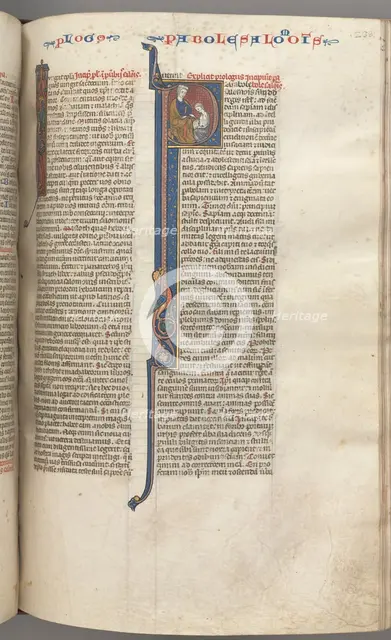 Fol. 238r, Proverbs, historiated initial P, Solomon instructing Rehoboam, c. 1275-1300. Creator: Unknown.