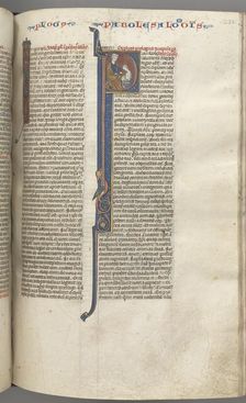 Fol. 238r, Proverbs, historiated initial P, Solomon instructing Rehoboam, c. 1275-1300. Creator: Unknown