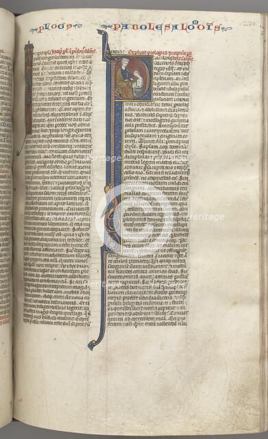 Fol. 238r, Proverbs, historiated initial P, Solomon instructing Rehoboam, c. 1275-1300. Creator: Unknown.