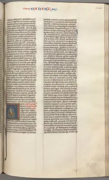 Fol. 341r, Daniel, historiated initial A, Daniel in the lions den, c. 1275-1300. Creator: Unknown