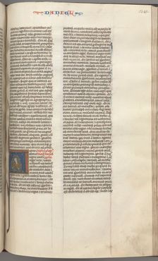 Fol. 341r, Daniel, historiated initial A, Daniel in the lions den, c. 1275-1300. Creator: Unknown