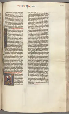 Fol. 353r, Joel, historiated initial V, Joel seated with a scroll, bust of God above, c. 1275-1300. Creator: Unknown
