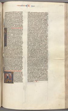 Fol. 353r, Joel, historiated initial V, Joel seated with a scroll, bust of God above, c. 1275-1300. Creator: Unknown