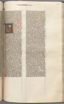 Fol. 350r, Hosea, historiated initial V, Hosea preaching to three men. , c. 1275-1300. Creator: Unknown
