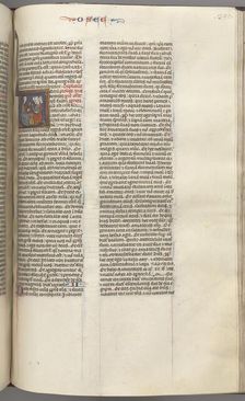 Fol. 350r, Hosea, historiated initial V, Hosea preaching to three men. , c. 1275-1300. Creator: Unknown