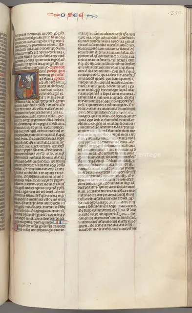 Fol. 350r, Hosea, historiated initial V, Hosea preaching to three men. , c. 1275-1300. Creator: Unknown.