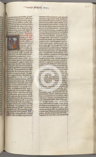 Fol. 350r, Hosea, historiated initial V, Hosea preaching to three men. , c. 1275-1300. Creator: Unknown.