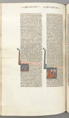 Fol. 362v, Zephaniah, historiated initial V, Zephaniah kneeling with a scroll, bust of God..., c. 12 Creator: Unknown