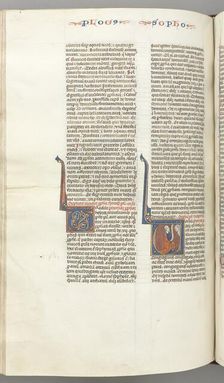 Fol. 362v, Zephaniah, historiated initial V, Zephaniah kneeling with a scroll, bust of God..., c. 12 Creator: Unknown