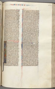 Fol. 364r, Haggai, historiated initial I, Haggai with a scroll standing on a hybrid, c. 1275-1300. Creator: Unknown