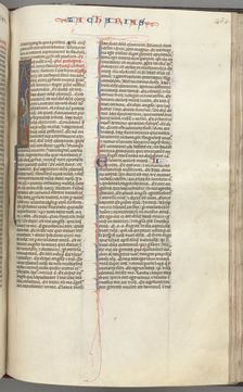Fol. 365r, Zachariah, historiated initial I, Zachariah standing with a scroll, c. 1275-1300. Creator: Unknown