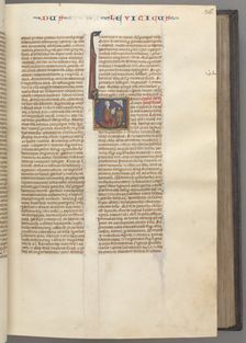 Fol. 36r, Leviticus, historiated initial V, Moses offering a sacrificial lamb on an altar, c. 1275-1 Creator: Unknown