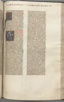 Fol. 370r, Maccabees I, historiated initial E, Mathathias slaying the idolatrous Jew, c. 1275-1300. Creator: Unknown